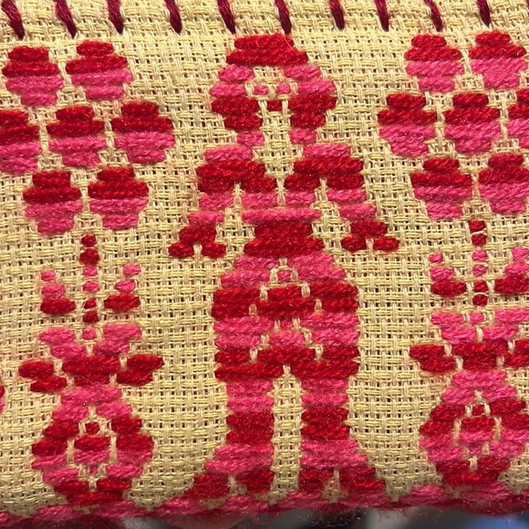 Pink and Red Crochet Boho wallet with red strap - Picture 3 of 3